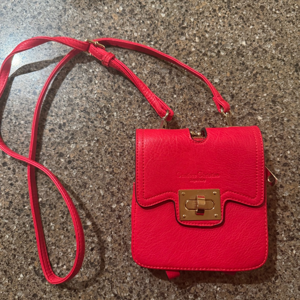 Chic Leather Red Crossbody Bag